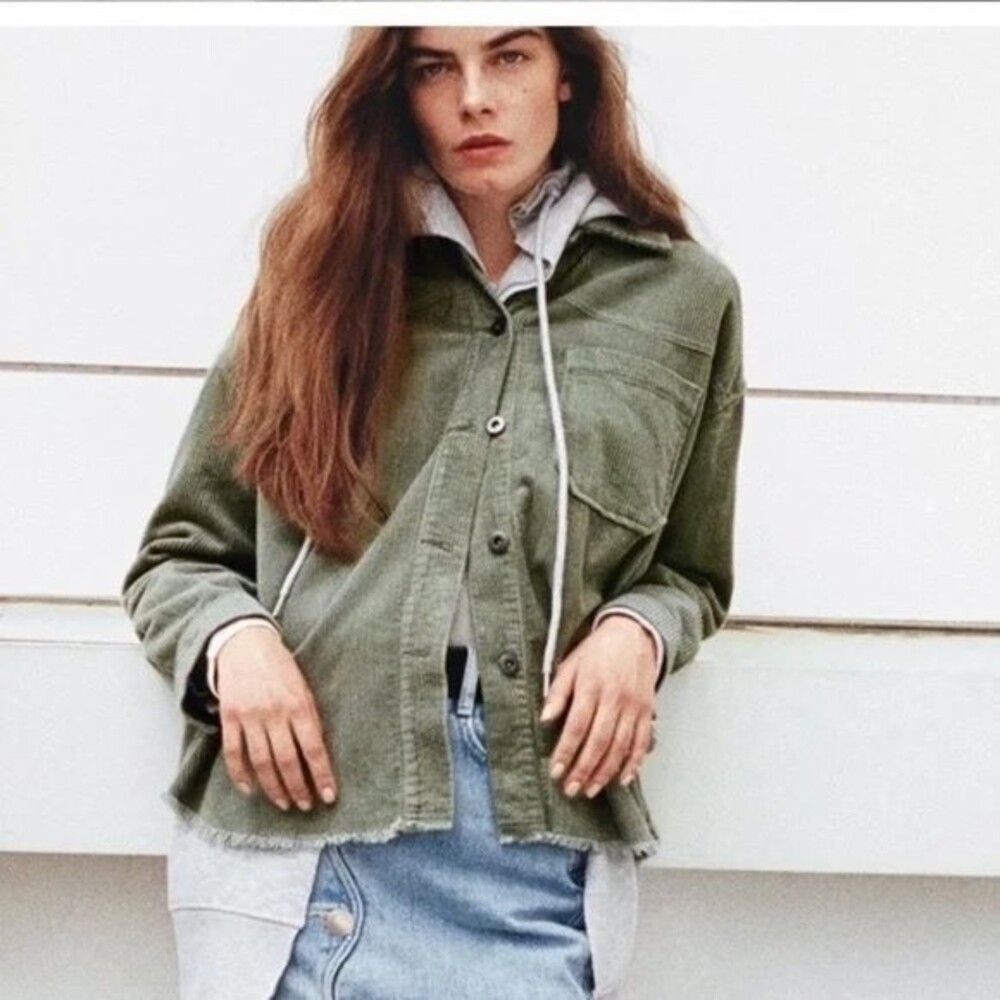 Zara NWOT Olive Oversized Corduroy Jacket M
